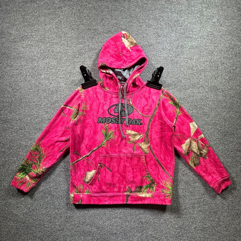Mossy Oak Hoodie Girls Medium 8-10 Pink Camo Drawstring Hooded Hunting Outdoor